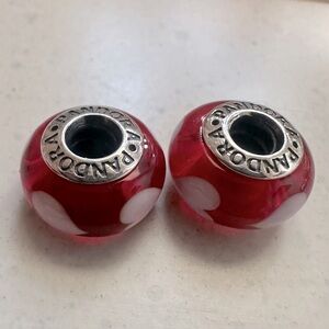 Pandora Red Heart Charms (2)
